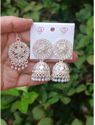 Misba Premium Collections American Diamond Studded Earrings for Wedding Functions Alloy Earring Set