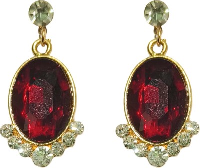 La Belleza Red Drop Dangler Earring Crystal Alloy Drops & Danglers