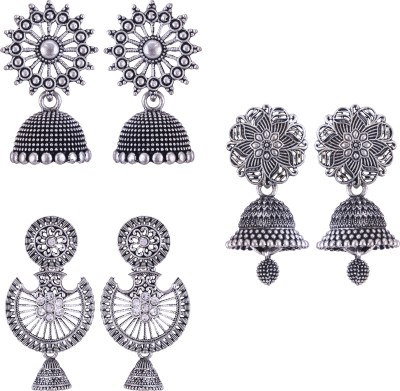MEENAZ earrings for women jhumka Silver Oxidised traditional ear rings combo stylish Beads, Pearl, Cubic Zirconia, Diamond Brass, Enamel, Copper, Zinc, Stone Chandbali Earring, Earring Set, Jhumki Earring