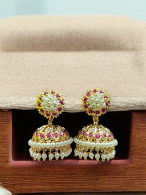 Raikar Jewellers Classic Gold Red Diamond Copper Jhumki Earring