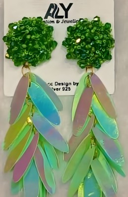 FLIKKER Stylish Skin Friendly Handmade Korean Earrings For Women/Girls (Green, Pack: 1) Beads Plastic Drops & Danglers
