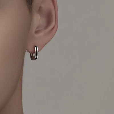 Salty Alpha Modern Earrings for Men & Boys | Ear Tops | Ear Piece | Aesthetic Jewellery Stainless Steel Hoop Earring