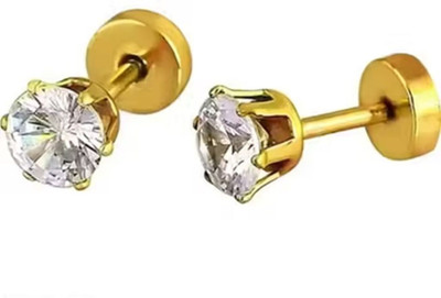 Sharvi Earring for men and boys stud earring in golden color Pearl, Crystal Alloy, Stainless Steel Stud Earring
