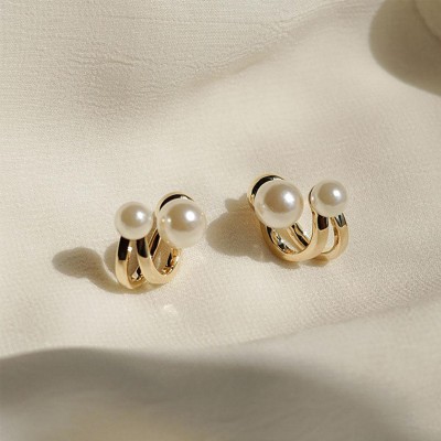 polluxcraft PolluxCraft Korean Earrings For Women & Girls /Pearl Zircon Earrings Pearl Alloy Stud Earring