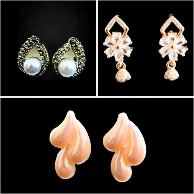 Opulent Shine Versatile trending combo of Pearlescent Drops, Rose gold pearl and stud Alloy Drops & Danglers, Stud Earring