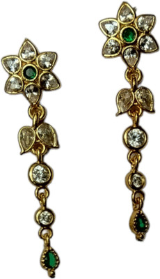 MK Gallery Green Golden Earrings Brass Chandbali Earring
