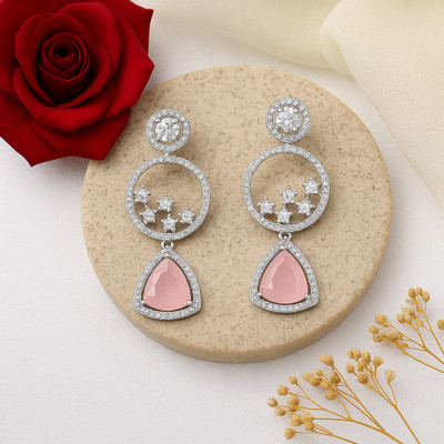 Chothy Stylish Silver Plated Jhumki Earrings for Women Party Wear Danglers Blue Sapphire Brass Clip-on Earring