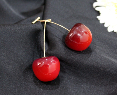 Bello Naari 3D Red Cherry Korean Fruit Earrings for Women & Girls Alloy Tassel Earring