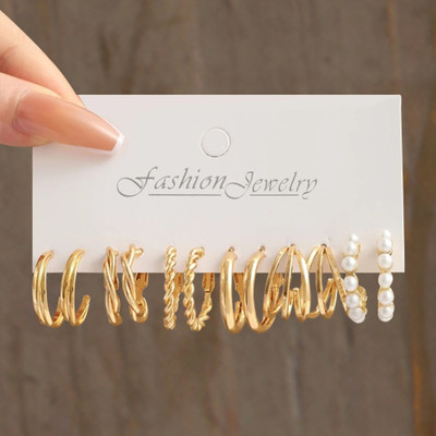 TheVineGirl Combo Of 24 Pairs Gold Plated Hoop And Pearl Earrings For Women And Girls Alloy Hoop Earring