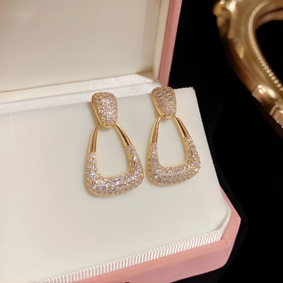 AuvriaZ Korean Full Diamond Bag stylish and fancy korean earrings for women and girls Zircon Alloy Stud Earring, Drops & Danglers