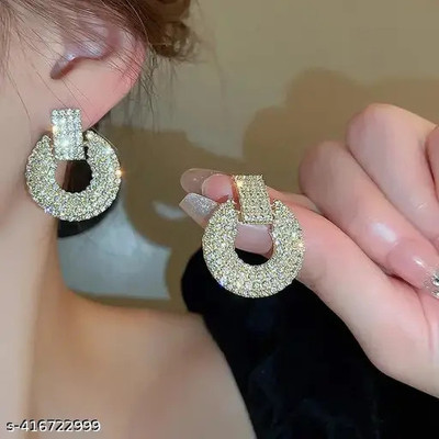 Lathar round korean AD earing Alloy Stud Earring