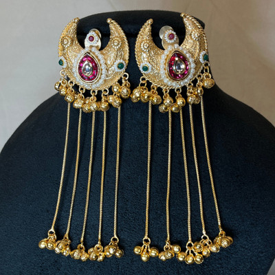 Banarashe Kashmiri Moon Drop Long Brass Jhumki Earring
