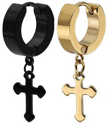 Shiv Jagdamba Christmas Gift Jesus Cross Piercing Surgical Fashion Jewellery Valentine Bali Hoop earrings for men/ Ear rings Combo For Men / Gents / Boys Piercing Daily use Simple Ear cuff style Metal Hoop Earring