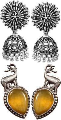 Haniya Oxidized Silver plated handmade Jhumka Jhumki Earrings German Silver, Brass Jhumki Earring