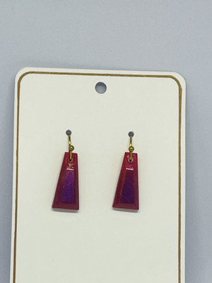 ArtHQ Handcrafted Pink Petal Arc Earrings with Clear Accents Resin Drops & Danglers