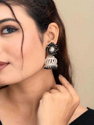 Mahara Traditional Studded Gold Platted Pearl Alloy Jhumki Earring For Girl And Women Beads Alloy Jhumki Earring