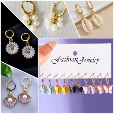 ELCETRATD JEWELLERY Shimmering beautiful pack of 9 earrings combo for women and girls Crystal Alloy Earring Set
