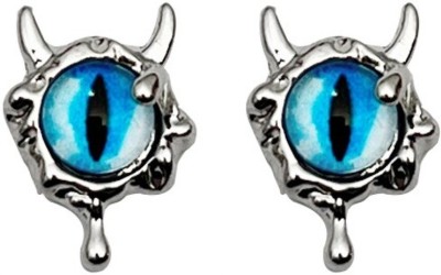 BLINGEE Small Blue Evil Eye Studs Korean Earrings For Women Girls Trendy Western Fashion Alloy Earring Set, Stud Earring