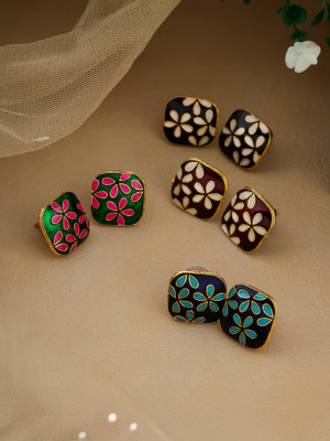 Vriva Jewels Stylish for women and Girls (Pack of 4) Diamond Alloy Stud Earring, Drops & Danglers, Clip-on Earring