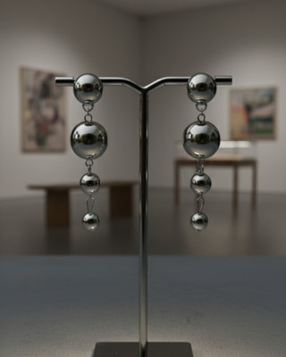 Hurera High Quality Silver Tone Long Drop Ball Earrings for Women and Girls Plastic Drops & Danglers, Earring Set