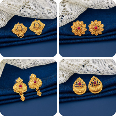 TheSanga Combo of 4 Traditional Brass Earring Set