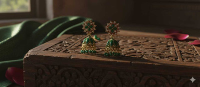 NANDANI COLLECTION Greenjhumka Beads Alloy Jhumki Earring