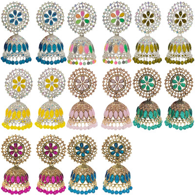 Malana Merino Jhumka Earrings for Women 8 Pairs Combo Traditional Jhumki Earrings Set Jhumkas Alloy Jhumki Earring