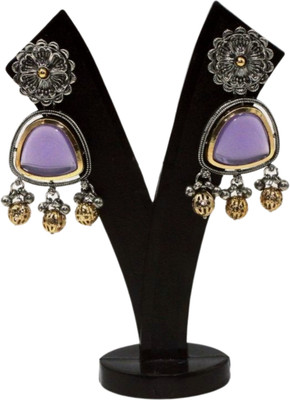 routica Artificial Stone Studded Contemporary Triangular Earings Brass Earring Set