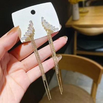 Vimich Crystal Tassel Korean Earrings 2Pcs/Set Crystal Alloy Tassel Earring