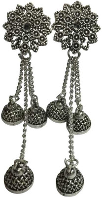 Fatima Peacock Shaped Jhumka Earrings Alloy Jhumki Earring