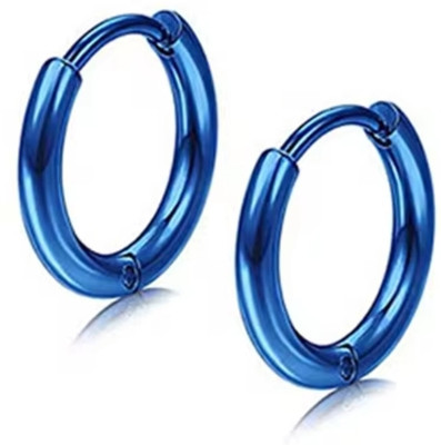 Vedansh Piyush Enterprises Stylish Blue Colour Unisex Thin Hoop Stud Earrings Stainless Steel Hoop Earring