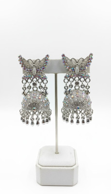 RAJRAIKWAR WHITE COLOUR JHUMKI EARRINGS WHITE COLOUR Crystal Metal Jhumki Earring