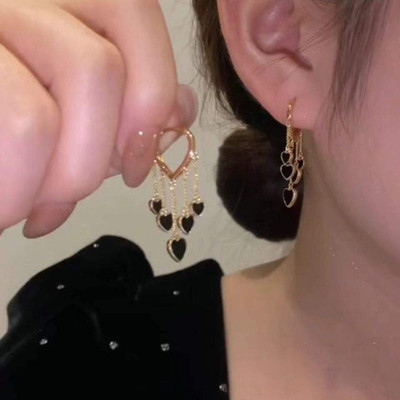 LBTK Love Hearts Tassel Drop Earrings for Women/Girls Cubic Zirconia Alloy Stud Earring, Drops & Danglers