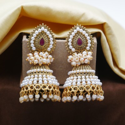 Antico Traditional Ethnic Pearl Jhumka Jhumki Earrings for Girls and Women Pearl Alloy Jhumki Earring, Drops & Danglers, Chandbali Earring