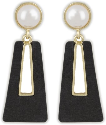 E2O Gold Plated Black Beads crafted contemporary Drop earring Beads Brass Drops & Danglers