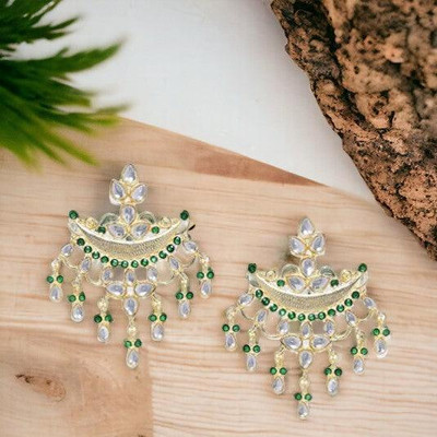 ANOUK Gold-Toned White Enamelled Classic Chandbalis Alloy Chandbali Earring