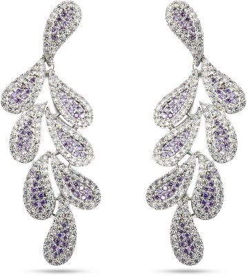 RedSolitaire INDOWESTERN RODIUM PURPLE DANGAL EARRINGS Cubic Zirconia Brass Drops & Danglers