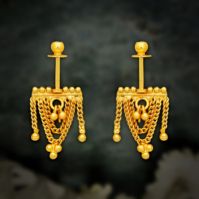 Drashti Collection Traditional Micron Gold Plated Maharashtrian Style Bugadi Earrings Pack Of 1 Brass Ear Thread
