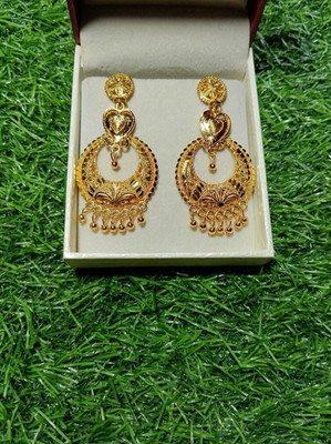 AUROVA 1 Gram Gold Plated Earrings for Women | Heavy Jhumka & Kanbala Design Brass Earring Set