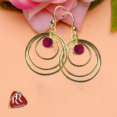 TheQueenVibes THE QUEEN VIBES Brass, Glass, Stone Jhumki Earring, Tassel Earring, Hoop Earring, Earring Set