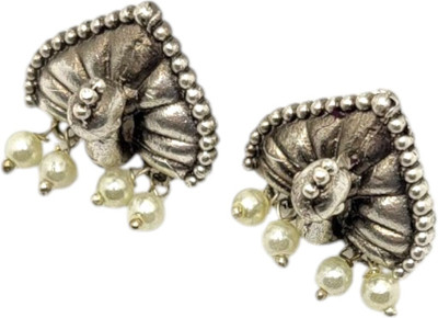 Shree Ju Trending Peacock Mayur Designed Oxidized Pearl Tops Earring For Women Girls Pearl, Beads Brass Drops & Danglers, Huggie Earring, Plug Earring, Stud Earring, Earring Set