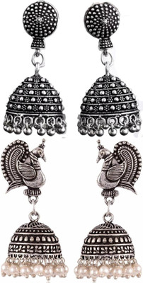 Haniya Oxidized Silver plated handmade Jhumka Jhumki Earrings Brass, Brass Jhumki Earring