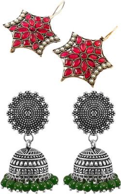 Haniya Oxidized Silver plated handmade Jhumka Jhumki Earrings Brass, German Silver Jhumki Earring