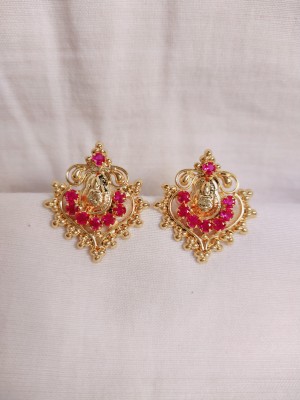 kurdekars divuu red stones fitted Laxmi earring Copper Stud Earring