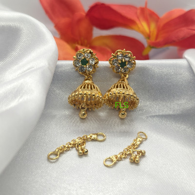 Renus Fashion MGreenFlower Jhumka_SideMattal(NEW)_102 Alloy Jhumki Earring