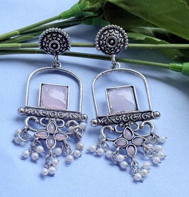 afreynjewels Everyday Trendy German Silver, Oxidized Earrings For Women & Girls Alloy Drops & Danglers