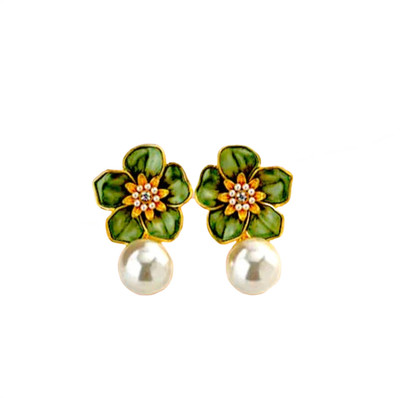 Freebies Floral Pearl Charm – Trendy Party Earrings Metal Drops & Danglers