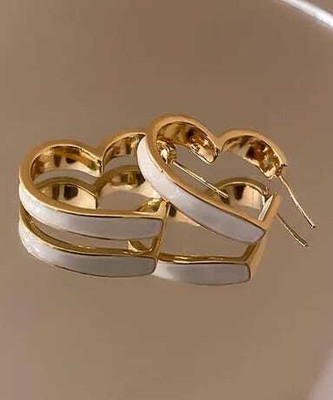DiegoEnterprise Glossy Stud Heart Shaped Earrings for women and girls Metal Stud Earring
