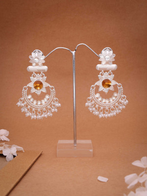 Dressberry Silver Plated Earring for Women & Girls Diamond Brass Drops & Danglers