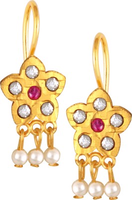 VIGHNAHARTA Shining Diva Fashion White-Red bugadi drop CZ and pearls Earrings for Women Cubic Zirconia, Pearl Alloy Drops & Danglers